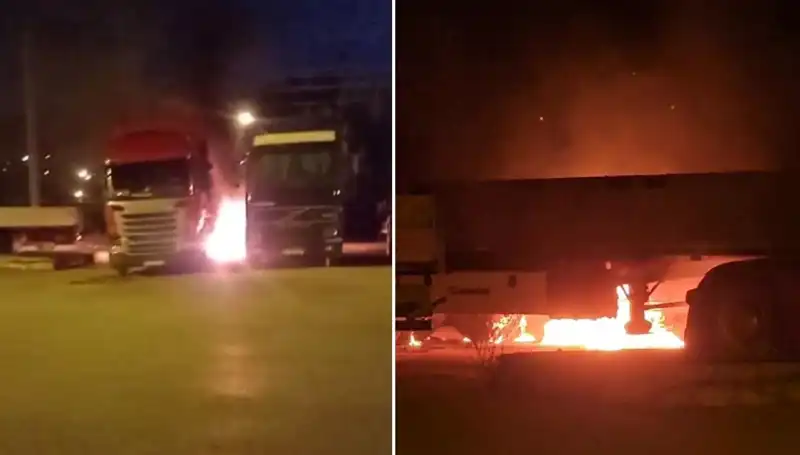 Park Halindeki Tırları Ateşe Veren Şahısların Peşine Düşüldü